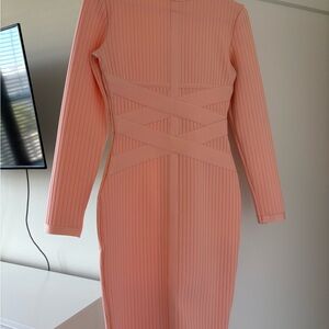Chic Long Sleeve Pink Dress